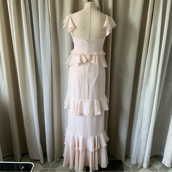WAYF LONG RUFFLED SOFT PINK EVENING DRESS - Picture 3 of 13